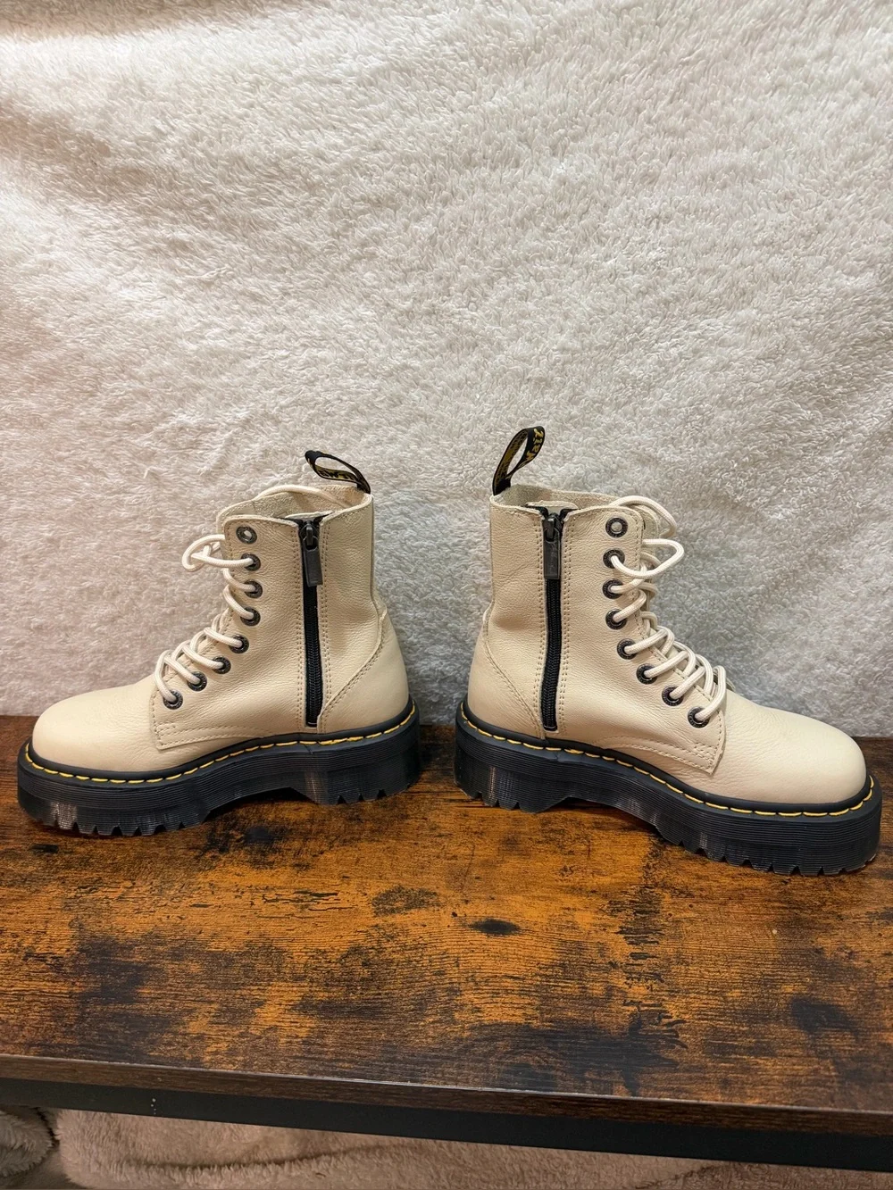Dr Martens Boots Womens 6 Jadon III Pisa Leather Platform Combat Beige Grunge